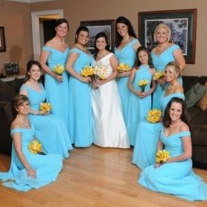 Belsoie bridesmaid dress in Bahama Breeze.